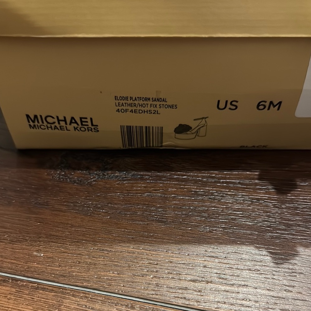 MICHAEL Michael Kors Elodie Platform Sandal Leather/hot fix Stones. - Picture 7 of 14